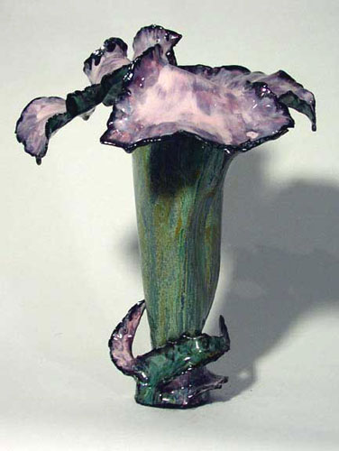 Lily Vase - Green and Purple, by Abigail Allan
